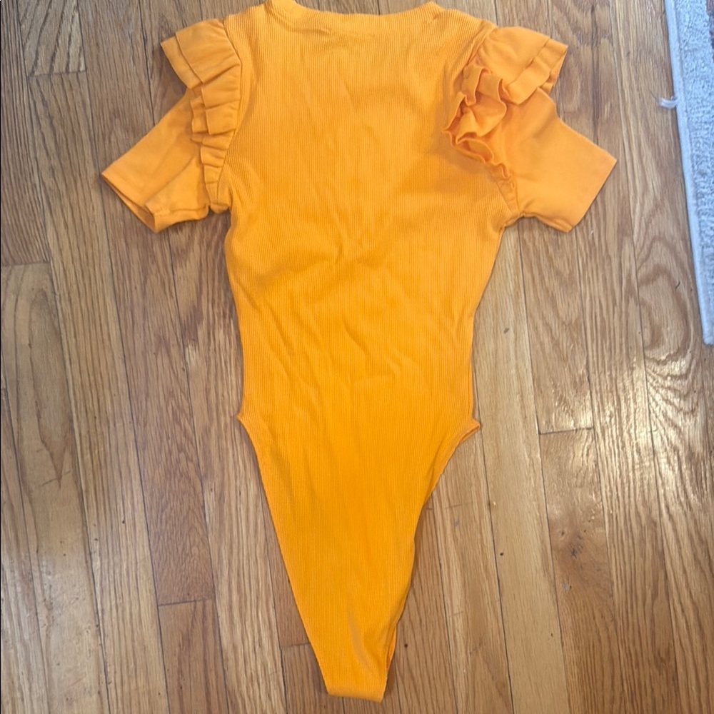 ZARA Orange Ruffled One Piece - Picture 3 of 3